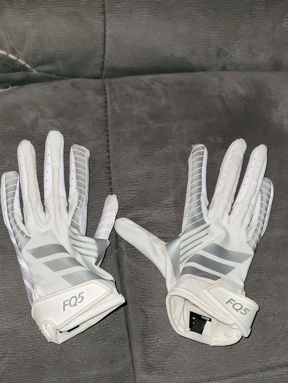 adidas White and Gray Kids Football Gloves